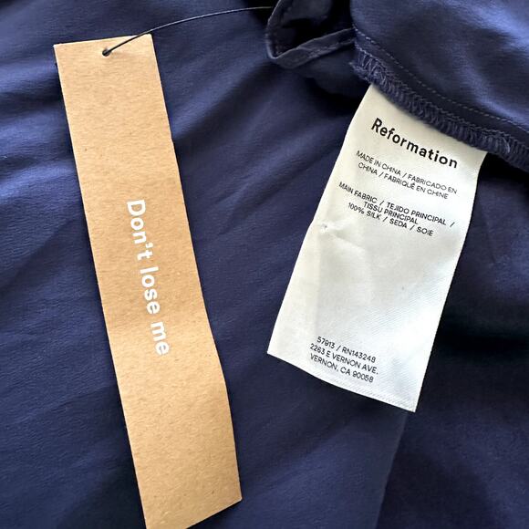 Reformation Selah Silk Dress Blue Iris - Picture 9 of 12